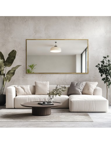 Moderner großer Wandspiegel mit Holzrahmen -...