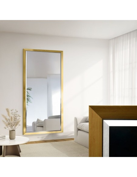 Spiegel mit elegantem Holzrahmen in Gold und Silber  - 5201011