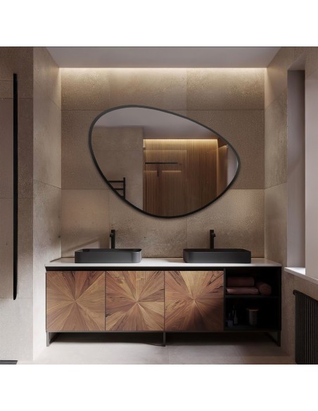 Spiegel in unregelmäßiger Form mit Rahmen - OBSYDIAN IM RAHMEN