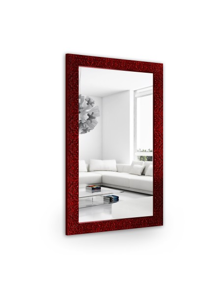 Spiegel in Glamouroptik mit prächtigem Rahmen hochglänzend burgunderrot - 8002006