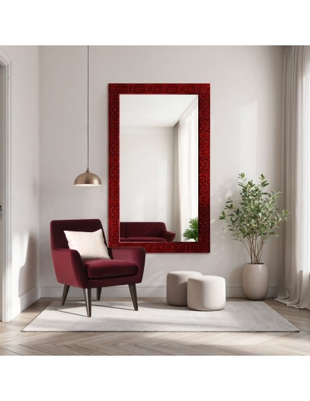 Spiegel in Glamouroptik mit prächtigem Rahmen hochglänzend burgunderrot - 8002006