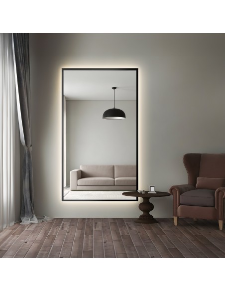 Spiegel in schwarzem Rahmen mit Beleuchtung - 1503 LED - nach Maß