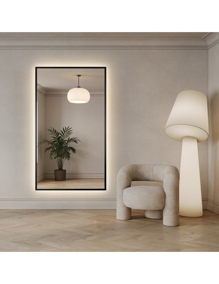 Spiegel in schwarzem Rahmen mit Beleuchtung - 1503 LED - nach Maß