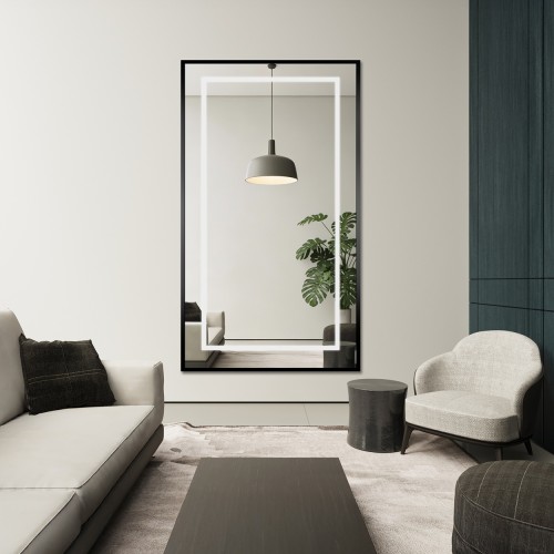 Spiegel mit Hintergrundbeleuchtung, Rahmen schwarz - 1503...