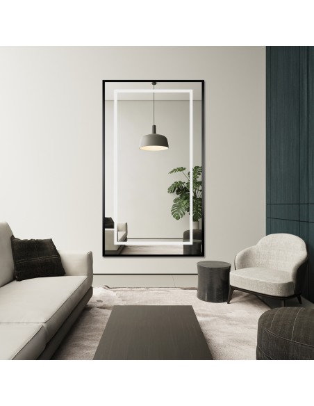 Spiegel mit Hintergrundbeleuchtung, Rahmen schwarz - 1503 LED I - Rahmenfarbe nach Wahl