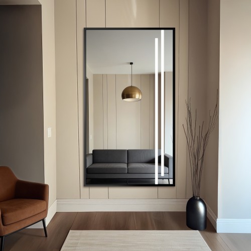 Spiegel mit Hintergrundbeleuchtung, Rahmen schwarz - 1503...