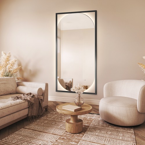 Modernes ovales Spiegel in einem Holzrahmen mit... 2