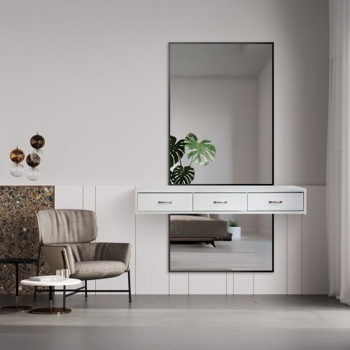 Zweiteiliger Spiegel für Waschtisch mit schwarzem Rahmen...