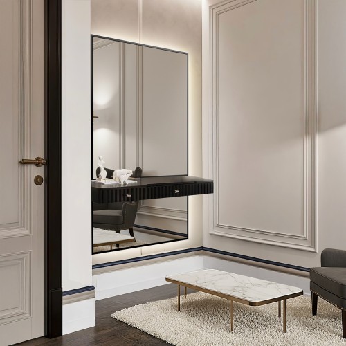 Spiegel in schwarzem Rahmen für den Schminktisch in zwei... 2