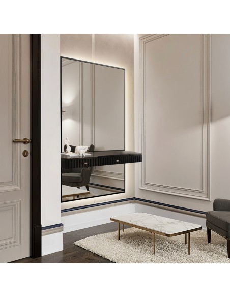 Spiegel in schwarzem Rahmen für den Schminktisch in zwei Teilen mit LED-Beleuchtung - 1503 LED - Rahmenfarbe wählbar