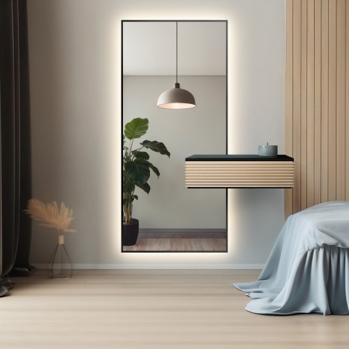 Modernen Spiegel im Rahmen mit Ausschnitt für den Schrank...