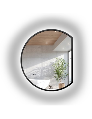 Runder Spiegel aus mattschwarzem MDF-Rahmen mit...