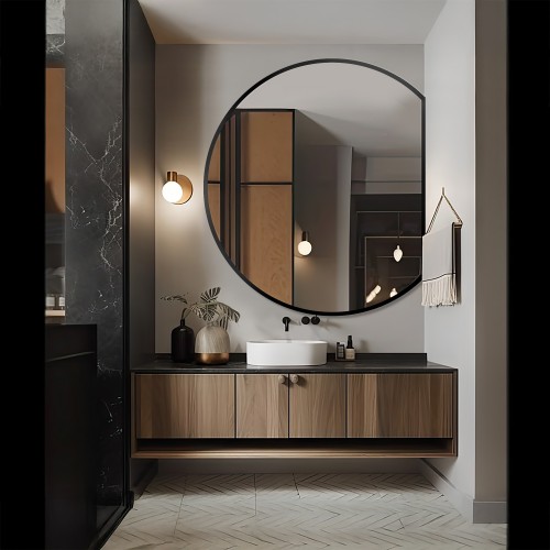 Runder Spiegel mit mattschwarzem MDF-Rahmen - OTTO...