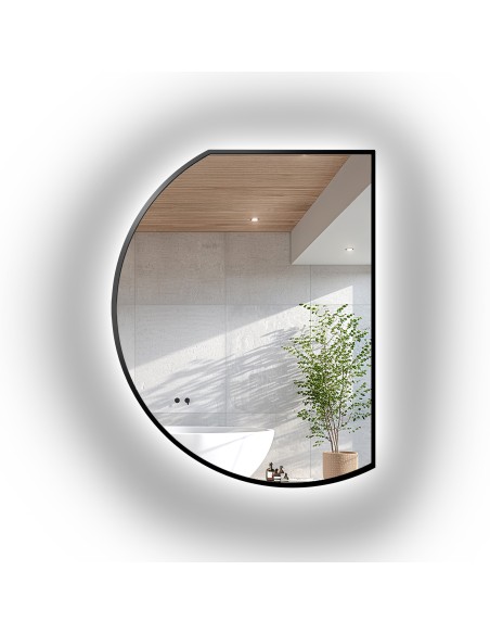 Spiegel mit unregelmäßiger Form in schwarzem matten MDF-Rahmen mit Beleuchtung - ODETTA LED