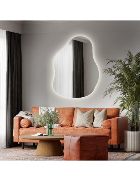 Spiegel in organischer Form mit Beleuchtung - STONE LED