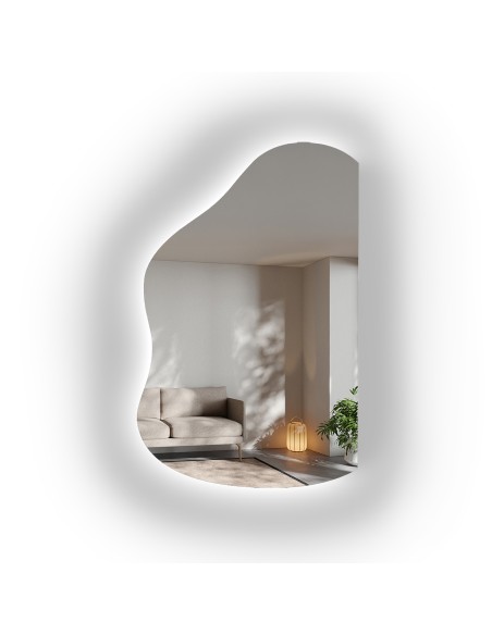 Organischer Spiegel mit abgeschrägten Kanten und LED-Beleuchtung – STONE LED ABGESCHRÄGTE KANTEN