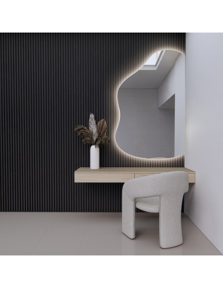 Organischer Spiegel mit abgeschrägten Kanten und LED-Beleuchtung – STONE LED ABGESCHRÄGTE KANTEN