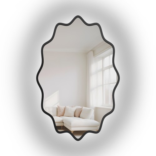 Elliptischer Spiegel mit gewelltem MDF-Rahmen und... 2