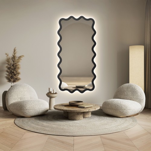 Rechteckiger Spiegel mit gewelltem MDF-Rahmen und...