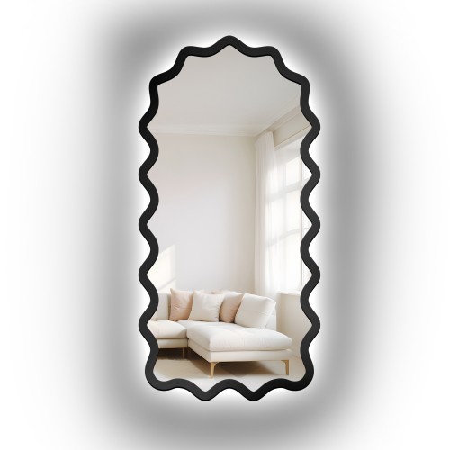 Halbovales Spiegel mit gewelltem MDF-Rahmen und... 2