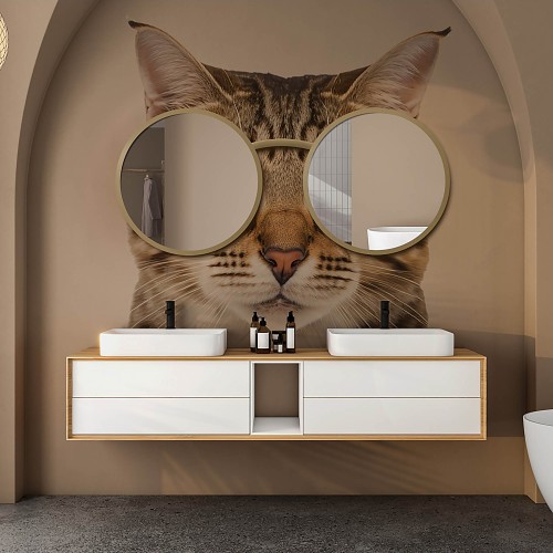 Satz von runden Spiegeln Katze in Gläsern mdf - BRILLE