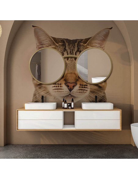 Satz von runden Spiegeln Katze in Gläsern mdf - BRILLE