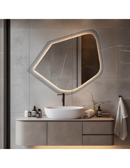 Spiegel auf ornamentiertem Glas Master Flex mit Beleuchtung - LUXORA PRISTAL LED