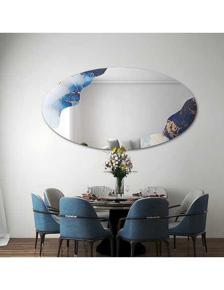 Unregelmäßiger Spiegel auf elliptischem blauem Marmor – MARBLE ELFRA