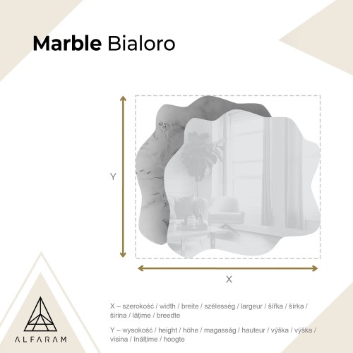 Unregelmäßiger Spiegel auf weiß-goldenem Marmor – MARBLE... 2