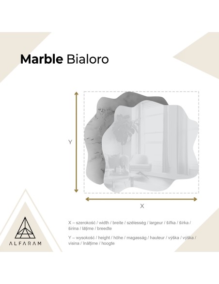 Unregelmäßiger Spiegel auf weiß-goldenem Marmor – MARBLE BIALORO