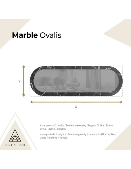 Ovaler Spiegel auf schwarz-silbernem Marmor – MARBLE OVALIS