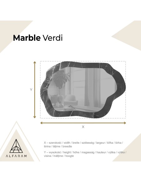 Unregelmäßiger Spiegel auf schwarz-goldenem Marmor – MARBLE VERDI