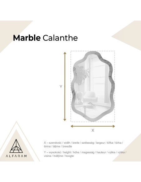 Unregelmäßiger Spiegel auf weiß-goldenem Marmor – MARBLE CALANTHE