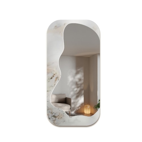 Unregelmäßiger Spiegel auf weiß-goldenem Marmor – MARBLE... 2