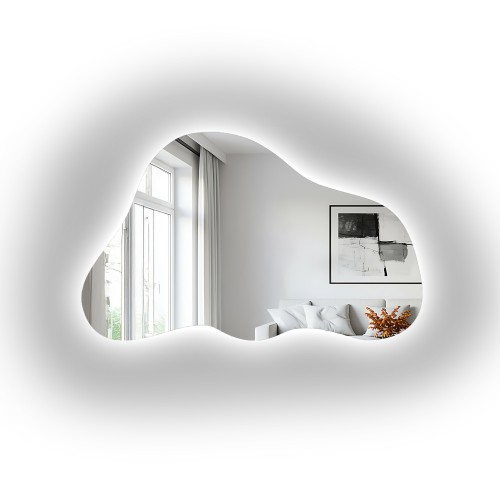 Asymmetrischer Spiegel mit Beleuchtung – PEBBLE LED 2