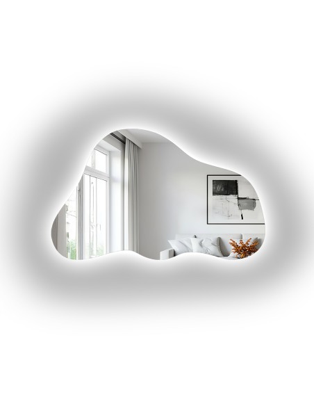 Asymmetrischer Spiegel mit Beleuchtung – PEBBLE LED