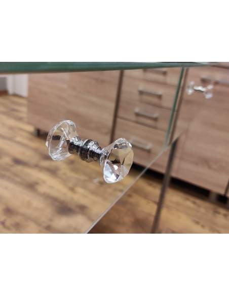 Schminktisch - Konsole aus Spiegeltafeln mit silberfarbenen Loftbeinen in Glamouroptik - SCHMINKTISCH SILBER