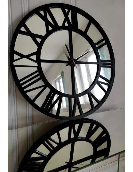 Spiegelwanduhr in Loftoptik - ORES - Rahmenfarbe nach Wahl