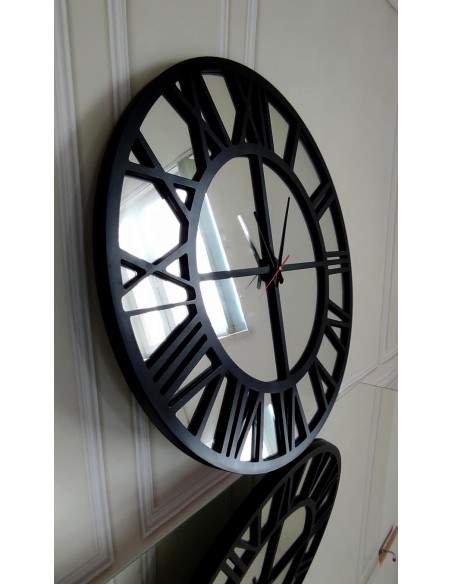 Spiegelwanduhr in Loftoptik - ORES - Rahmenfarbe nach Wahl