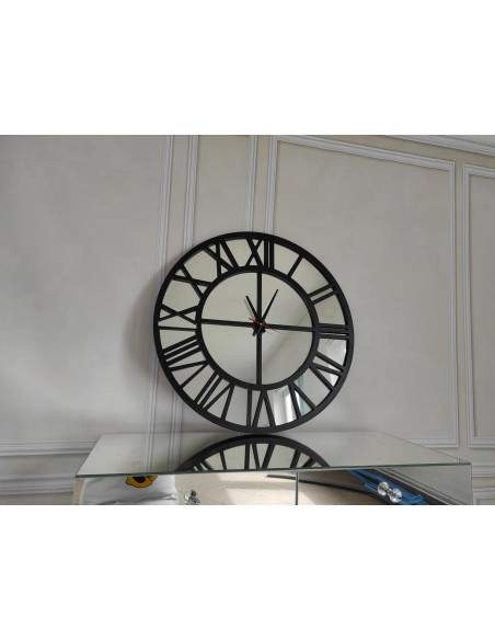 Spiegelwanduhr in Loftoptik - ORES - Rahmenfarbe nach Wahl