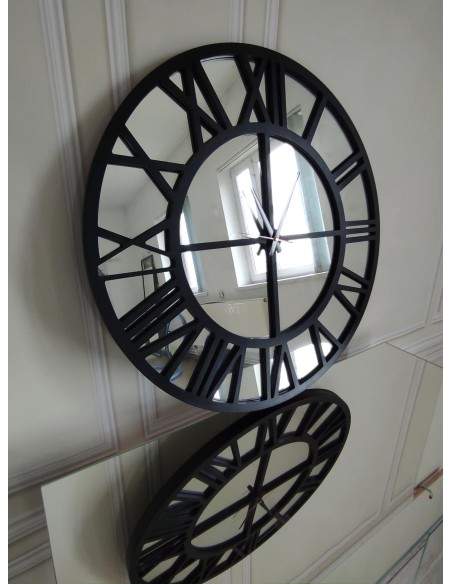 Spiegelwanduhr in Loftoptik - ORES - Rahmenfarbe nach Wahl