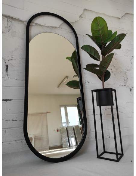 Ovaler Spiegel Rahmen schwarz matt MDF - OLAF - Rahmenfarbe nach Wahl