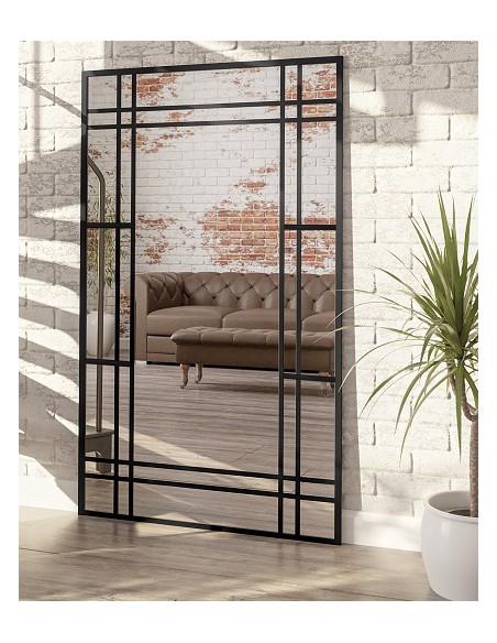 Spiegel in Loftoptik mit Sprossenleisten - LINDON - Rahmenfarbe nach Wahl