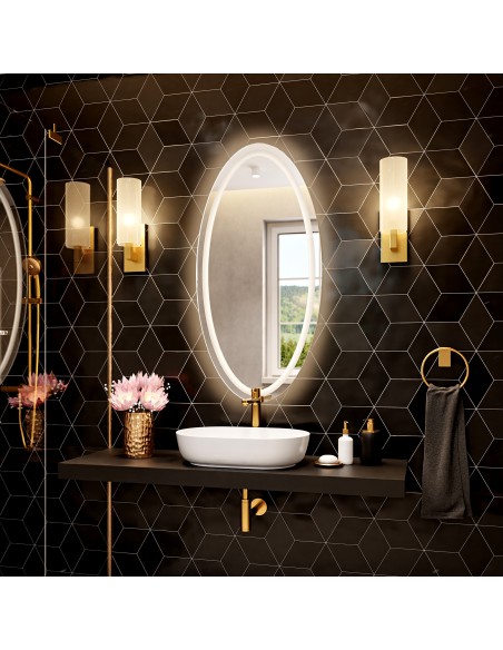 Sandgestrahlter Elliptischer Spiegel mit Beleuchtung - FRIDA LED I