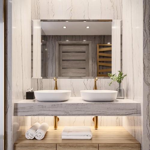 Rechteckiger Spiegel mit dekorativer Facette - PHASE