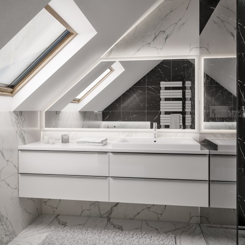 Dachschrägenspiegel sandgestrahlt - NACH MAẞ - NIDA LED