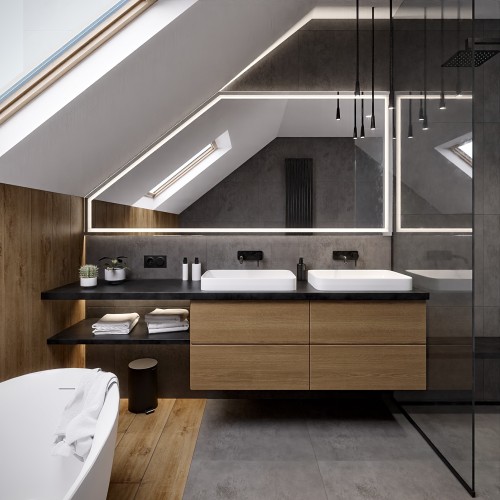 Dachschrägenspiegel sandgestrahlt - NACH MAẞ - REGA LED