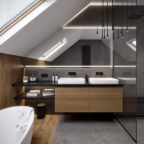 Dachschrägenspiegel sandgestrahlt - NACH MAẞ - NETTA LED