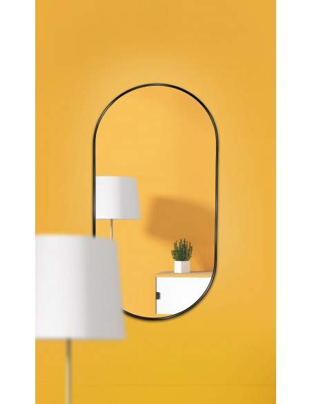 Ovaler Spiegel in schwarzem MDF SLIM Rahmen - OLI - Rahmenfarbe nach Wahl