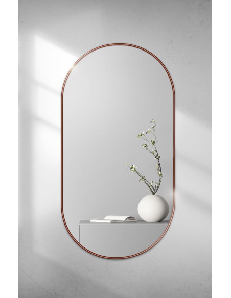 Ovaler Spiegel in schwarzem MDF SLIM Rahmen - OLI - Rahmenfarbe nach Wahl